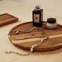15.7 Inch Round Wooden Decorative Serving Tray for Coffee Table and Home Decor, Round Wood Tray for Table Centerpiece, Small Candle Tray, Acacia, Appetizer Charcuterie Board