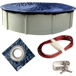 Winter Block 24’ ft. Premium Round Pool Winter Cover for Above Ground Pools, Cold and UV Resistant, Weatherproof and Durable, Winch & Cable Included