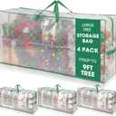 4 Pack Extra Large Moving Bags Heavy Duty, 126 Gallon Clear Storage Bags with Reinforced Handles & Zipper, Waterproof Storage for Moving Clothes Bedding Christmas Seasonal Decorations (Green)