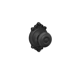 Schlage F10 GEO 622 BRK Georgian Door Knob with Brookshire Trim, Hall & Closet Passage Lock, Matte Black