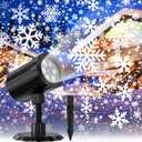 Christmas Projector Lights Outdoor, GUSODOR Dynamic Snowflake Projector IP65 Waterproof Snow Projection Lights for Indoor Outdoor Christmas Decoration, Holiday, Wedding, Yard Decor