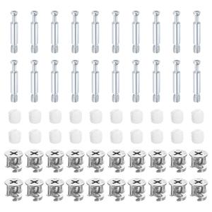 uxcell 20Set 15x14mm Furniture Cam Lock Fitting with 5.8x35mm Dowel Fasteners, 3-in-1 Metal Furniture Board Connecting Screws Bolts Assortment Kit for Cabinets Chairs Drawer