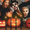 Alphatool 6 Packs Halloween Black LED Flameless Candles with Bases - Flicker Flame, Tall Taper Smokeless Dripless Candles, Decor for Fireplace Diningtable Bar School