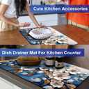 3 x 3D Dish Drying Mat For Kitchen Counter Dish Mats Yellow Flower Dish Draining Mats Spring Summer Floral Dishes Pad Microfiber Absorbent Dish Drainer Rack Mat 16x20″ (Color A, 16x20 Inch)
