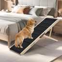 Dog Ramp for High Bed - 51.2" Long Foldable Pet Ramp for Small Large Dogs - Dog Ramps for Couch Beds Car/SUV - Pet Stairs High Traction with Buffe Platform 5 Adjustable Heights 14" to 28" Up to 150LBS