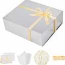UoeRing 1 Extra Large Silver Gift Box 17x14.5x6 inch Luxury Gift Box for Presents with Magnetic Closure Lid Collapsible,Birthday,Christmas,Contains Card, Ribbon,Tissue Paper,Shredded Paper Filler (17x14.5x6 Inch-Silvery-Pack of 1)