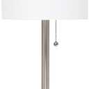 Simple Designs LT1076-BNW Tapered Fabric Drum Shade Table Lamp, Brushed Nickel and White