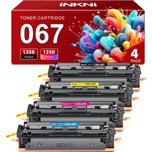 InkNI 067 067H Toner Cartridge Set Replacement for Canon 067 Toner Cartridge Set for Canon ImageCLASS MF656Cdw MF654Cdw LBP632Cdw LBP633Cdw MF653Cdw Printer Ink High Yield (Black Cyan Magenta Yellow)