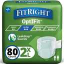 FitRight Ultra Adult Diapers, Disposable Incontinence Briefs with Tabs, Heavy Absorbency, XX-Large, 60"-69", 4 packs of 20 (80 total)