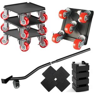 Furniture Dolly - Heavy Duty Furniture Movers with 5 Wheels Furniture Gliders Lift Mover Tool Set for Moving Heavy Furniture and Appliances 360 Rotatable and Lockable (Medium-Red 5.3x5.3in)