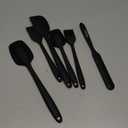 NileHome Silicone Spatula Set, 6 Pieces Food Grade Kitchen Utensils with Silicone Brush Heat Resistant BPA-free Rubber Spatula for Scraping, Baking, Cooking, Mixing (Black)
