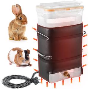 74 oz Heated Rabbit Water Bottle, Large Rabbit Water Dispenser No Drip, Bunny Bottle, Heated Small Animal Drinker for Pets, Rabbits, Guinea Pigs, Hamster, Ferrets, Birds, Mouse, Rats(1 Pack)