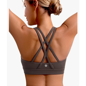 ENERBLOOM Sports Bras for Women Padded Criss Cross Back Yoga Tank Tops Medium Support Strappy Workout Removable Cups M