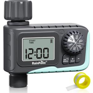 RAINPOINT Sprinkler Timer Outdoor, Water Timer for Garden Hose, Programmable Watering Irrigation Timer with Rain Delay/Manual (Plastic)