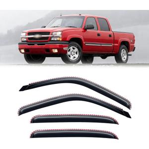 in-Channel Rain Guards for 2001-2007 Chevy Silverado & GMC Sierra 1500/2500/ 3500 Crew Cab, Window Visors Vent Deflector Shade Smoke for 02-06 Chevy Suburban/GMC Yukon XL/Escalade EXT/Avalanche