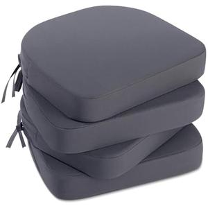 Tromlycs Outdoor Chair Cushions Set of 4 Patio Pads for Furniture Waterproof 19x19 Inch U Shaped Seat Ding with Ties, Dark Grey