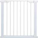 MidWest Homes for Pets 29-Inch High Walk-Thru Pressure Mounted Steel Dog Gate, Expands to 38 Inches Wide, Includes 3-inch Extensions, White