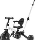 Glaf Tricycle for Toddlers 1-3 Toddler Bike with Push Handle 2-4 Years Baby Bike Toy for 1 Year Old Boys and Girls Balance Bike with Removable Pedal, Backrest, Adjustable Seat, Gifts (White)