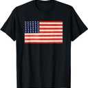 USA Flag Basic for Men Women and Kids US Patriotic Simple T-Shirt (Black, S)