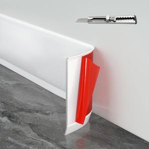 Baseboard Trim,4 Inch(W) x 20 Feet(L) Flexible Baseboard Molding Trim,Self Adhesive Vinyl Baseboard Cove Base, Peel and Stick Wall Base Boards with 1 PCS Utility Knife,White