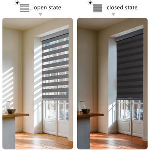 Aosky  Zebra Blinds Cordless Shades-Dual Layer Light Filtering, Day & Night, Black Polyester Fabric  