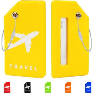 2 x Teskyer Luggage Tags for Suitcases, 6 Pack Colorful Tags, Airplane Pattern
