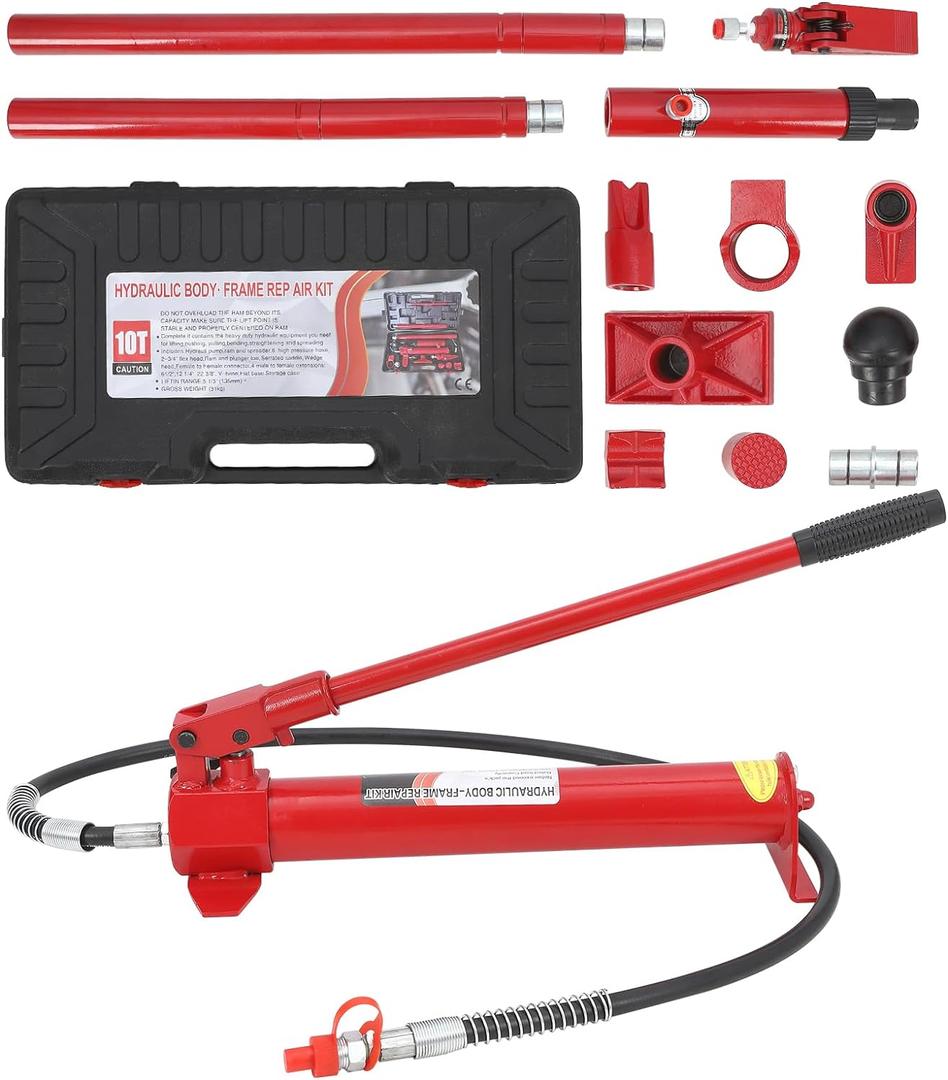 10 Ton Porta Power Hydraulic Kit with 4.7 Ft/1.4 m Oil Hose,Portable Hydraulic Jack for Porta Power Hydraulic Equipment Construction Loadhandler Truck Bed Unloader Farm