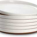 DOWAN 10.5" Large Dinner Plates Set of 6, Ceramic Salad Plate, Microwave, Oven & Dishwasher Safe, Moon-White Design Perfect for Party Dessert, Wedding Appetizer, Birthday, Mothers Day Gifts