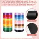 20 Colors 500 Yard Ribbon Single Face 1 Inch x 25 Yard Total 500 Yards Rainbow Satin Colorful Fabric Satin Ribbon Set Assortment for Gift Wrapping Party Favors Wedding Party Decorations