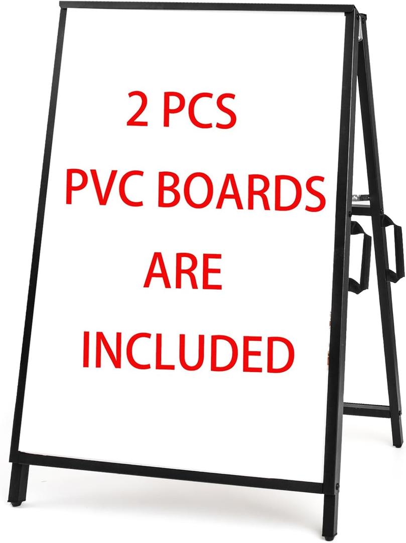 A Frame Sidewalk Sign 24x36 inches Sandwich Board Signs Outdoor Heavy Duty Double-Sided,including 2 Corrugated Boards 2 Anti-Glare for Business Indoor Outdoor (1 PACK)