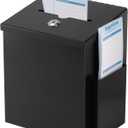 TOPZEA Suggestion Box with Lock, Wall Mounted Ballot Donation Box Collection Box, Metal Freestanding Suggestion Box with 50 Free Suggestion Cards, Key Drop Box, Black, 9"x 7.4"x 6"