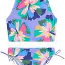 Kanu Surf Girls Daisy UPF 50 Beach Sport Halter Tankini 2-Piece Swimsuit, Size 8