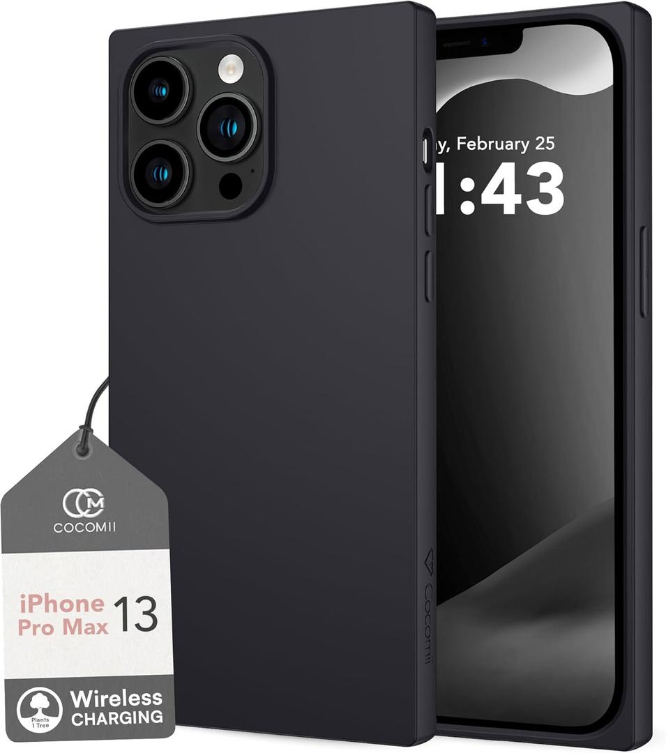 Cocomii - Rectangle Case Compatible with iPhone 13 Pro Max/12 Pro Max - Soft Touch Silicone, Microfiber Lining, Women Girls Men, Protective Phone Case for iPhone 13 Pro Max/12 Pro Max 6.7 inch, Black
