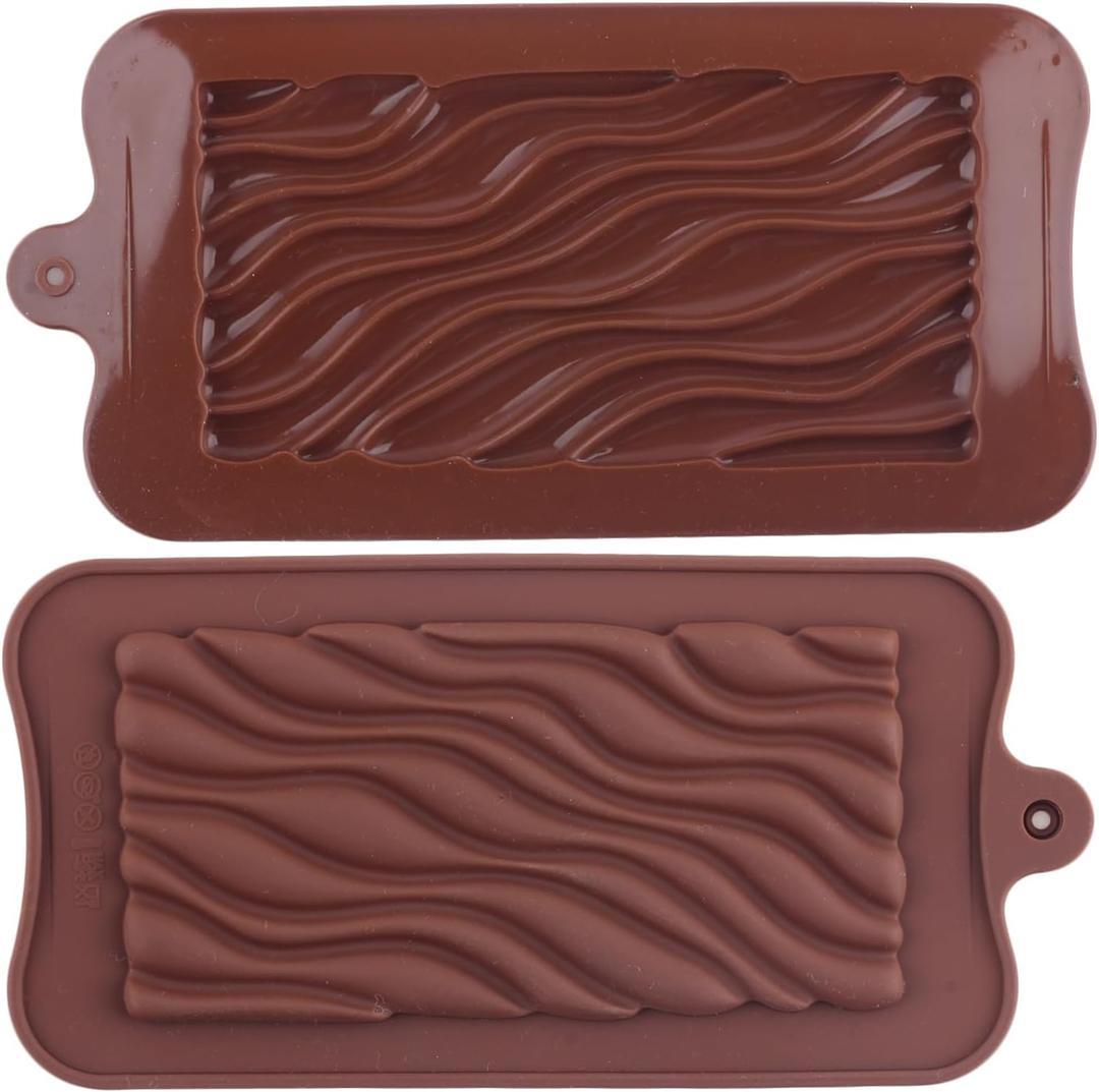 2pcs Break Apart Silicone Chocolate Molds Wave Chocolate Molds For Protein and Energy Bar Molds