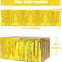 6 PCS Golden Metallic Foil Fringe Tinsel Table Skirts 9 Feetx29.5 Inch for Rectangle Tables, Tinsel Backdrop Curtains,Party Supplies,Wedding, Birthday, Parade Floats, Christmas Decorations