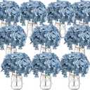 Hydrangea Flower in Mason Jars, 10 Set Floral Arrangements Table Centerpieces Decor Glass Flowers Vases for Home Party Wedding Bridal Shower Graduation Boho Decorative(Blue)
