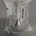 Long Telephone Extension Cord 100 FT, White, Phone Cable Wire with Standard RJ11 Plug, 1 Phone Line Splitter, 1 in-line Coupler and 65 Cable Clips for Telephone Calling Communication