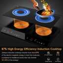 Double Induction Cooktop, 1800W Portable Induction Cooktop 2 Burner Independent Touch Control, Ceramic Electric Stove with 9 Temperature and Power Level, Safety Lock, 3 Hour Timer - Black