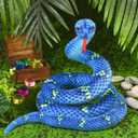 Snake Plush, Stuffed Snake Animal, 71 in Large Toy Snakes for Kids, Giant Stuffed Animals, Lifelike Plush Snakes for Birthday Present Party Prank Prop (Blue)