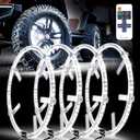 4PCS 17" Super Bright Double Row White Wheel Lights Rim Lights with Remote Control for Truck SUV Car Easy Install Unique Style
