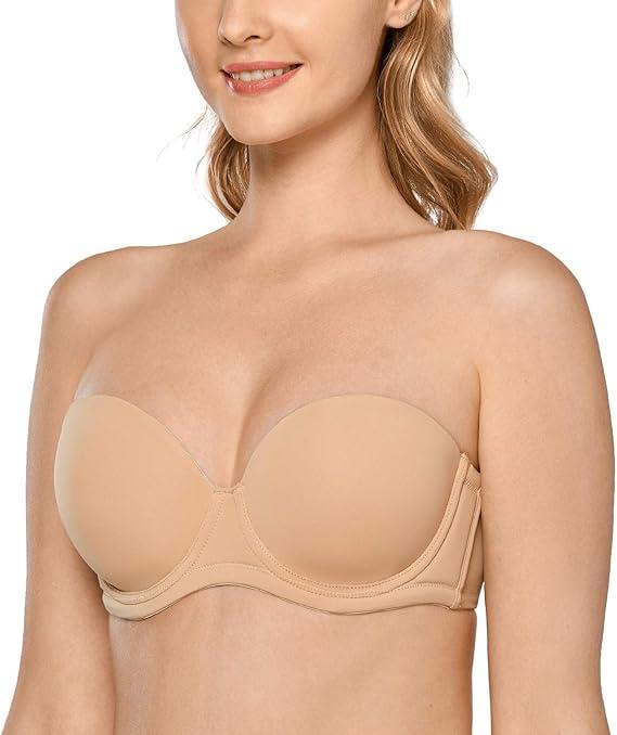 Women's Underwire Contour Multiway Full Coverage Strapless Bra size 40D, Taupe Tan 