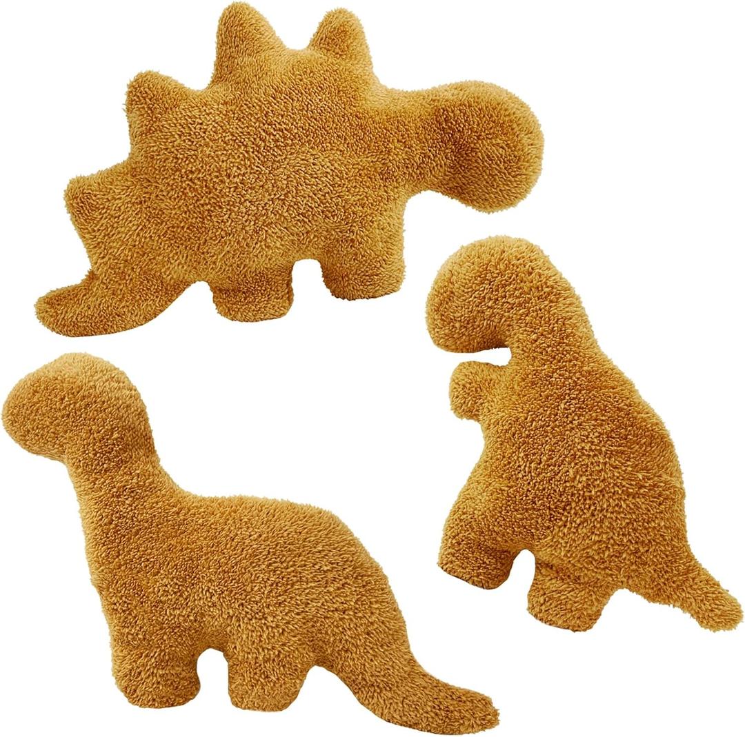 3 Pack Dino Nugget Pillow Plush, Soft Dinosaur Chicken Nuggets Pillow for Birthday Gifts, Dinosaur Theme Party Decorations