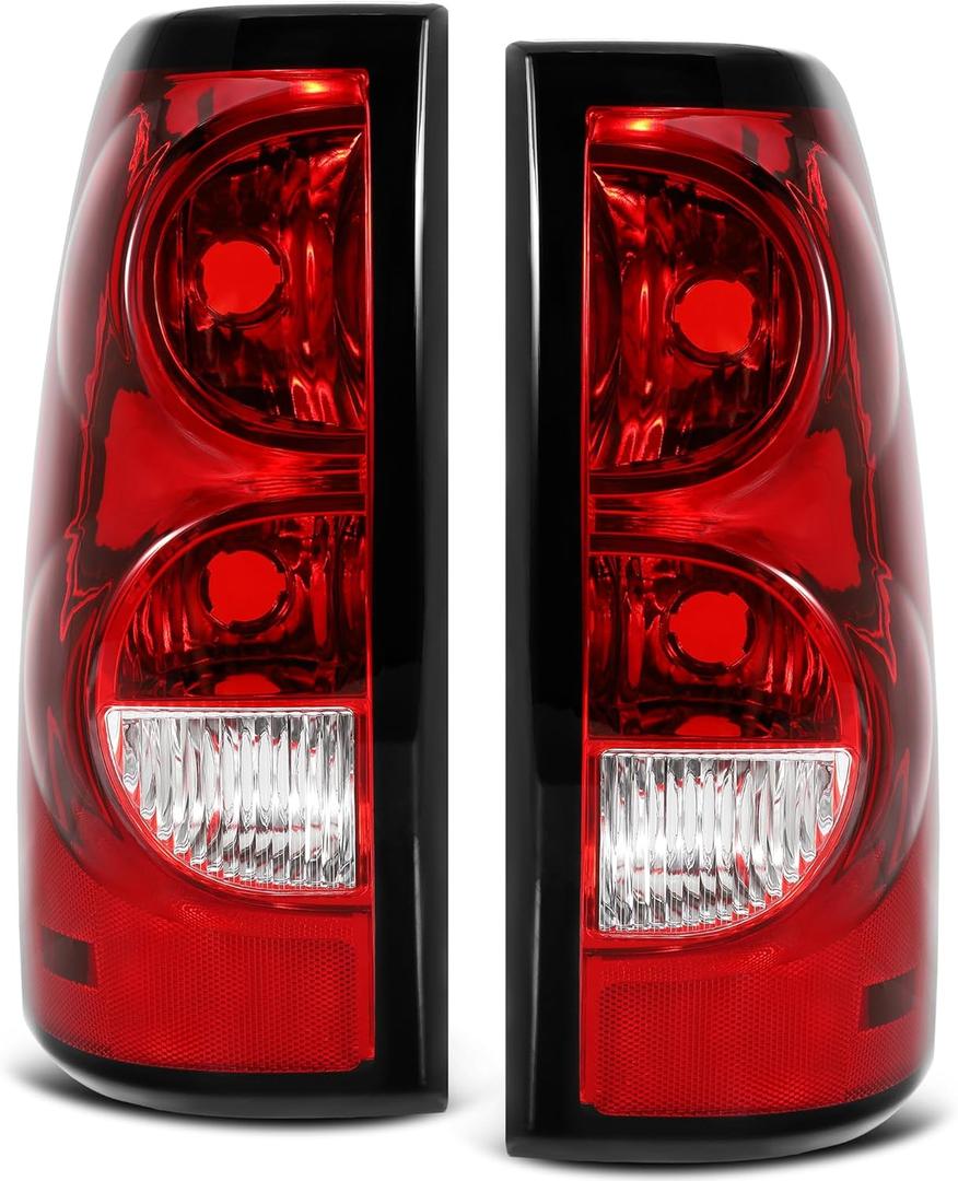 Tail Lights Rear Lamp Compatible With 2003 2004 2005 2006 Chevy Silverado 03 Silverado 04 Silverado 05 Silverado 06 Silverado Brake Lamp Driver Side And Passenger Side (Black Trim)