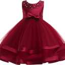 COMISARA 6M-9T Kids Pageant Flower Girl Dress Little Girls Party Wedding Formal Dresses (18-24 Months, Wine) 90