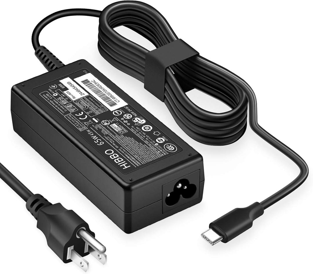 Charger Compatible with HP Laptop Chromebook 65W 45W USB C Fast Power Adapter