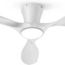 TALOYA Ceiling Fans with Lights,42 inch Modern Low Profile Ceiling Fan with Light and Remote Control, Flush Mount, 3CCT, White Ceiling Fan for Bedroom Living Room and Patio