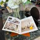 Acrylic Book Stand - Open Book Display Stand for Reading, Bible, Cookbook, Magazines, Textbooks, Recipe Holder (Wood Grain Pattern)