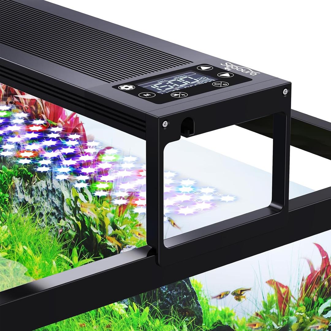 SEAOURA 24/7 LED Aquarium Light for 30-36 Inch Fish Tank, Auto On Off with Timer, 9 Colors, Adjustable Brightness, Daylight Moonlight Mode, Full Spectrum Fish Tank Light for Plants