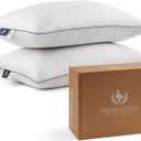 Pacific Coast Pillows Queen Size Set of 2, Goose Feather and Down Pillow for Sleeping, 3-Chamber Hotel Pillow for Side Sleepers and Back Sleepers