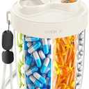 Pill Dispenser with 7 Large Compartments - Portable Pill Organizer for Travel, Anti-Mix Design & Wide Opening Design, Easy Access to Vitamin Dispenser, Includes 20 Blank Stickers (White)